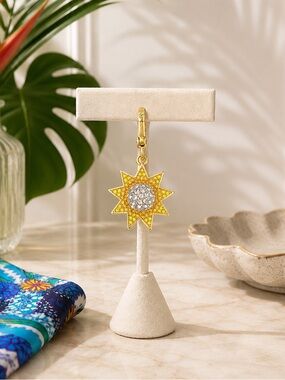 Juicy Couture Gold Starburst Crystal Charm - Yellow, Orange and Clear Pave